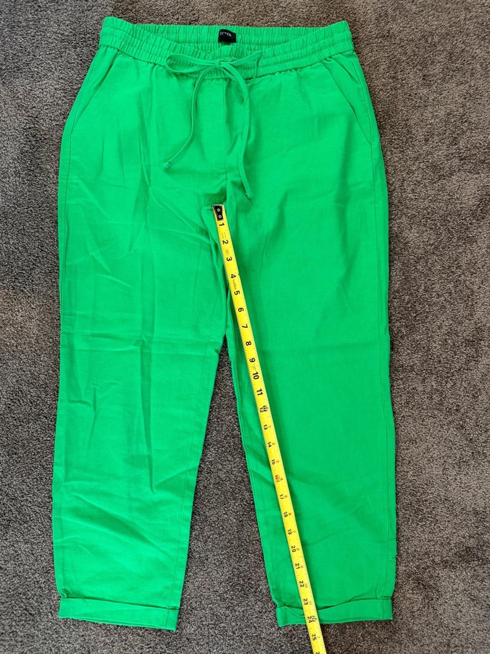 Women’s J. Crew Bright Green Drawstring Linen Pants